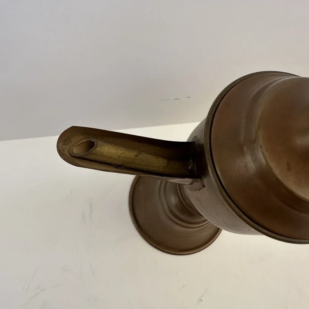 Vintage Copper Oil Lamp Pre-1950s White & Blue Knob 10